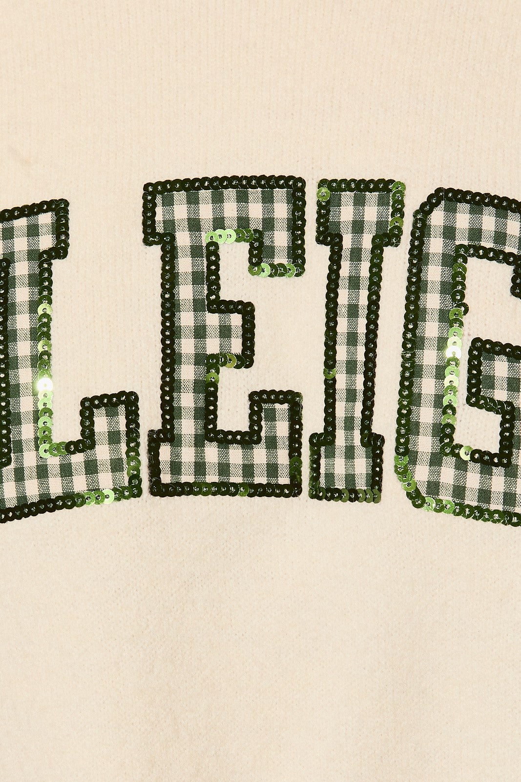 Sleigh Bells Gingham Sequin Knit Sweater in Cream Green — product photo 05
