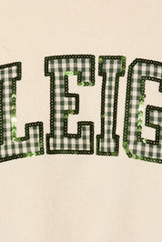 Sleigh Bells Gingham Sequin Knit Sweater in Cream Green — product photo 05