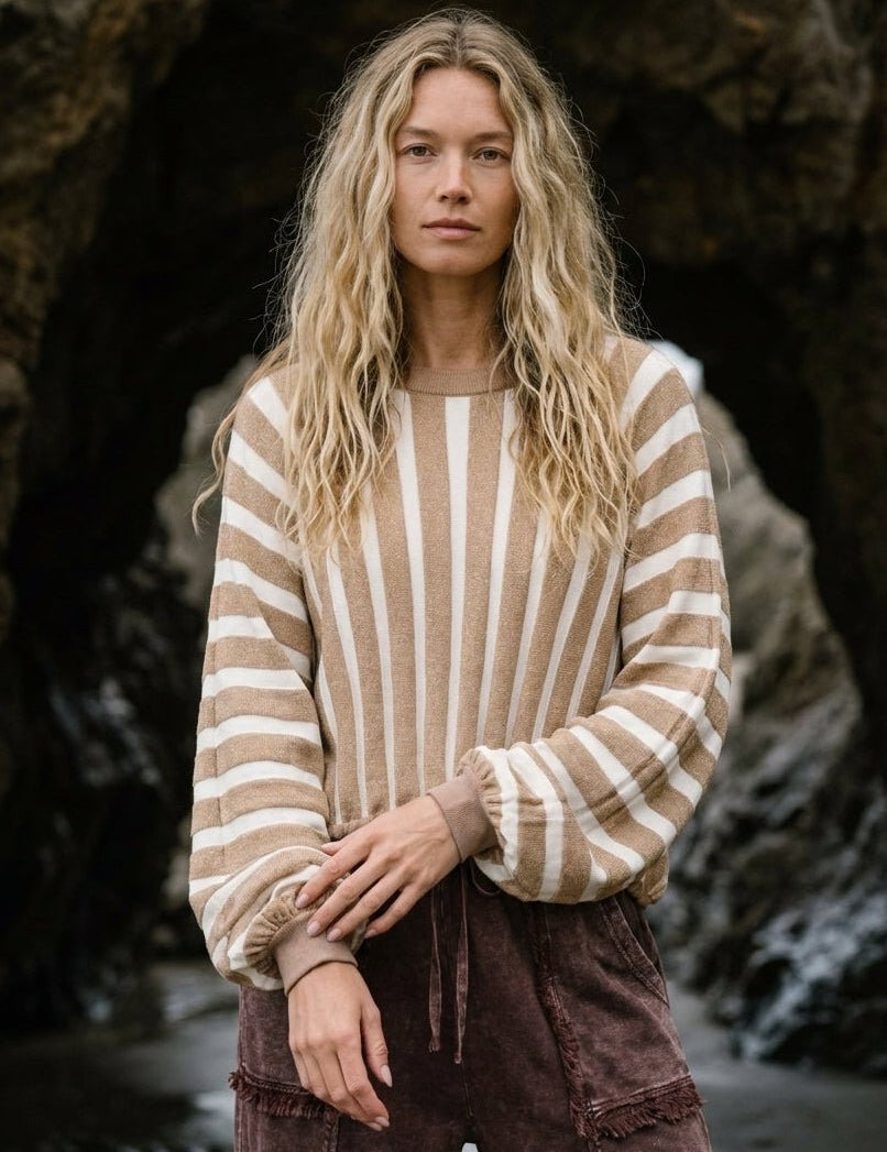 Sloane Cropped Balloon Sleeve Sweater - Westly