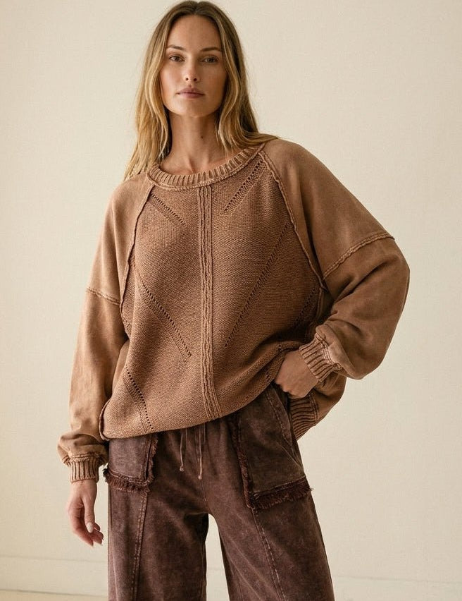 Slow Burn Washed Knit Sweater - Westly