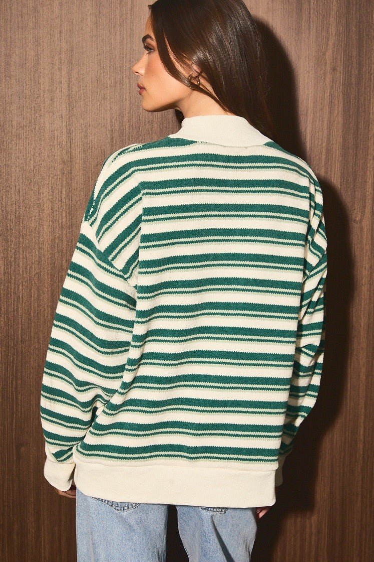 Slow Morning Striped Mock Neck Knit Sweater - Westly