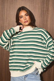 Slow Morning Striped Mock Neck Knit Sweater - Westly