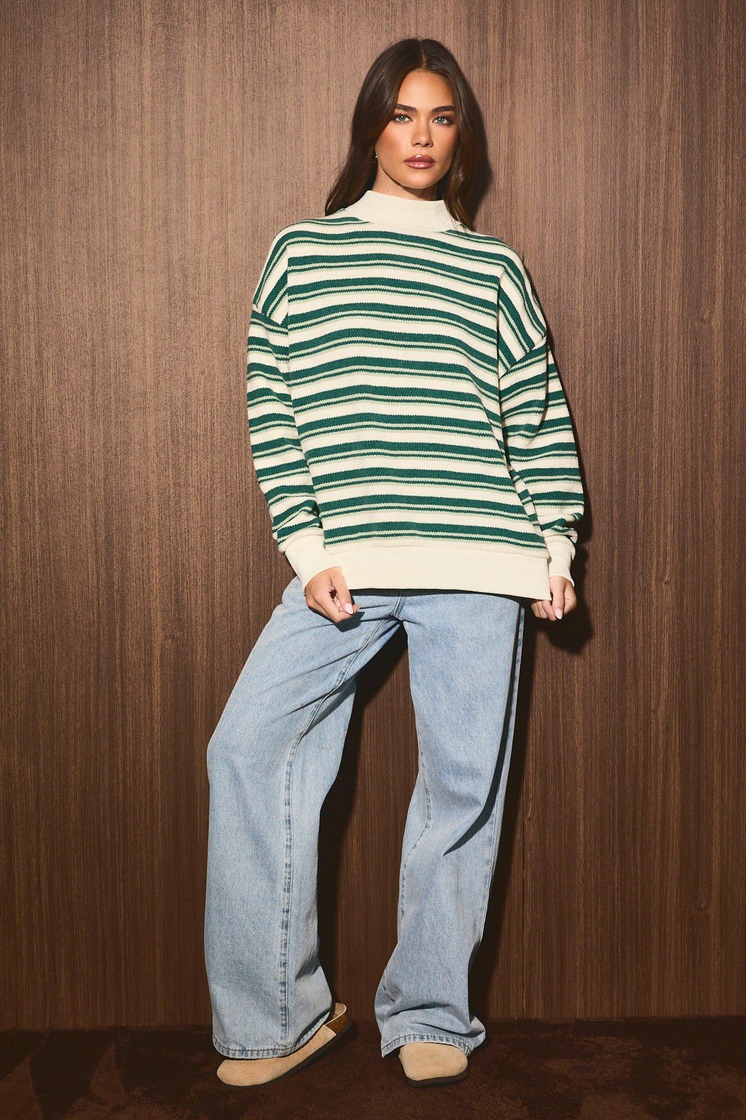 Slow Morning Striped Mock Neck Knit Sweater - Westly