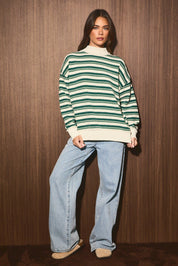 Slow Morning Striped Mock Neck Knit Sweater - Westly