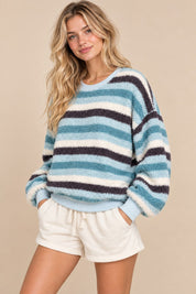 Slow Sunday Plush Stripe Crewneck Pullover - Westly