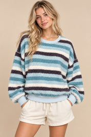 Slow Sunday Plush Stripe Crewneck Pullover - Westly