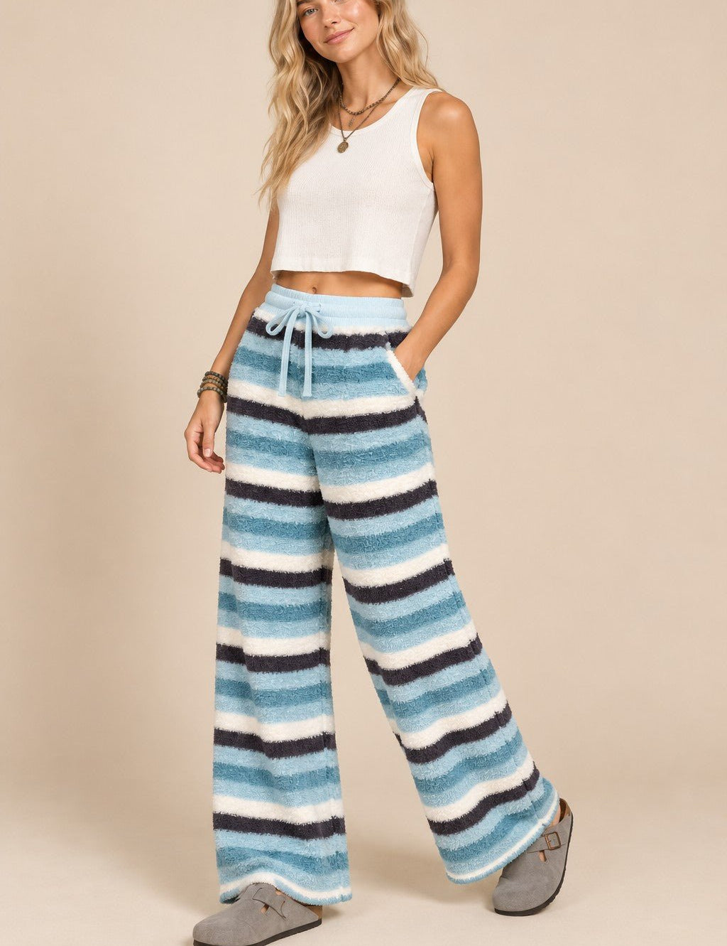 Slow Sunday Plush Stripe Lounge Pants - Westly