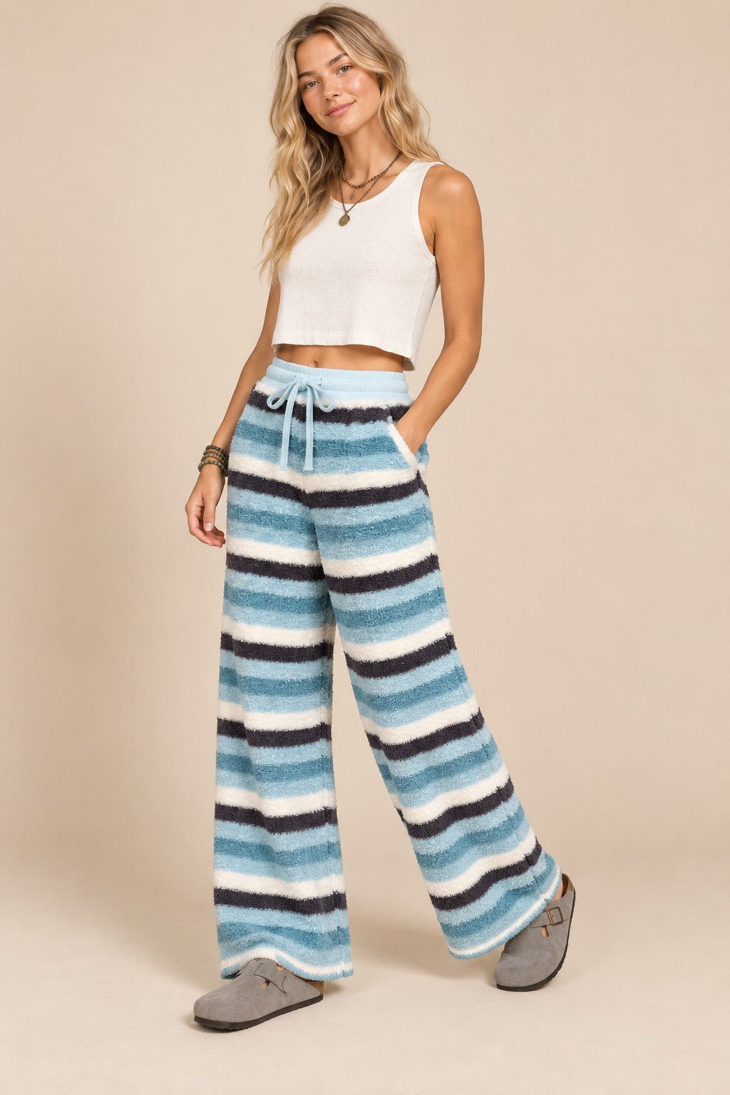 Slow Sunday Plush Stripe Lounge Pants - Westly