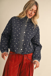 Small Blossom Quilted Jacket in Navy Floral - product photo 1