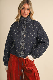Small Blossom Quilted Jacket in Navy Floral - product photo 2