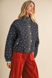 Small Blossom Quilted Jacket in Navy Floral - product photo 5