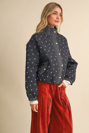Small Blossom Quilted Jacket in Navy Floral - product photo 6
