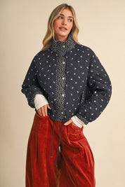 Small Blossom Quilted Jacket in Navy Floral - product photo 7