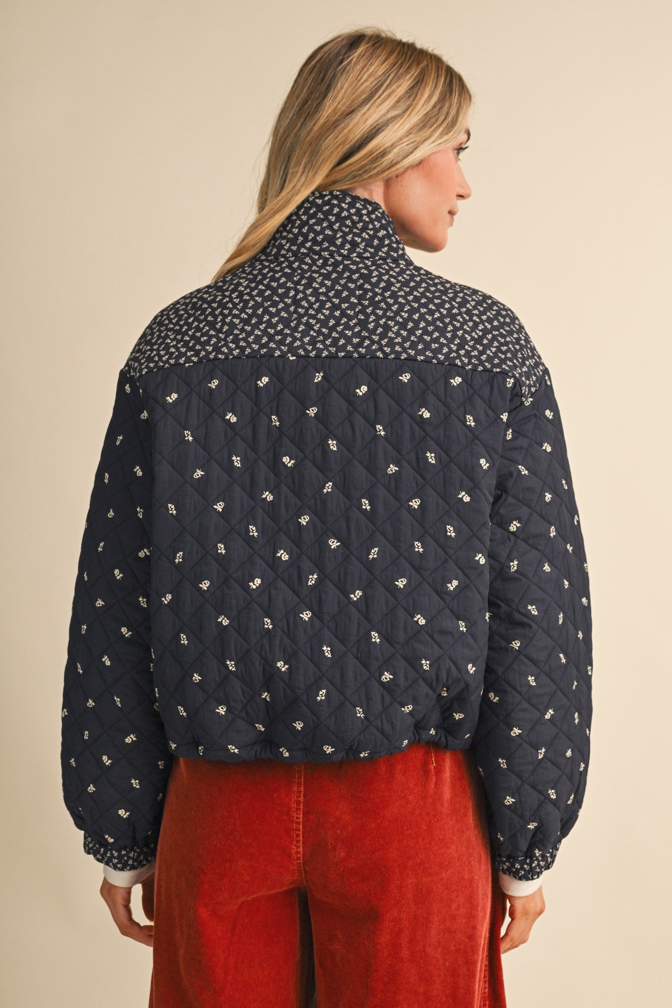 Small Blossom Quilted Jacket in Navy Floral - product photo 8