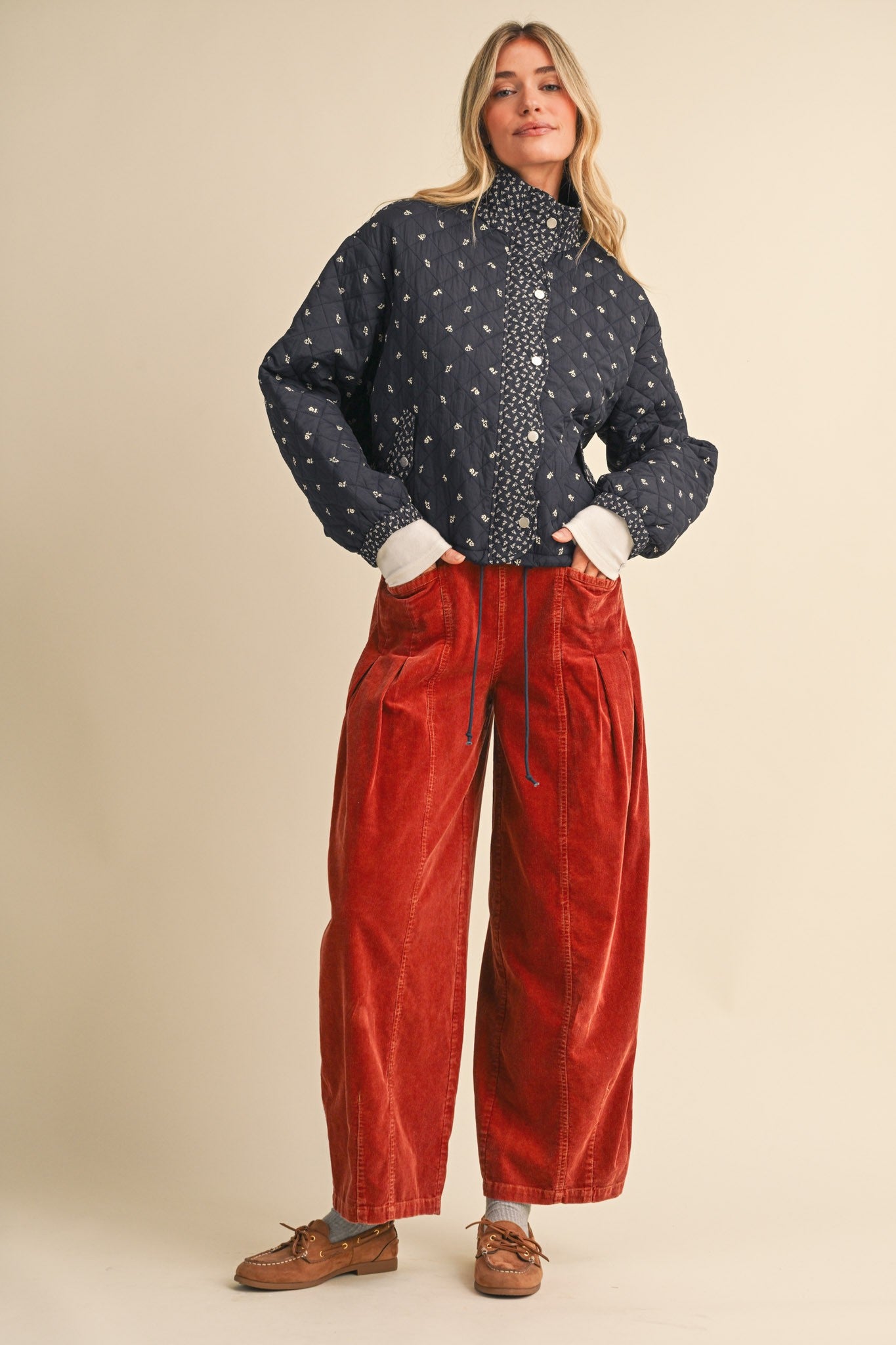 Small Blossom Quilted Jacket in Navy Floral - product photo 10