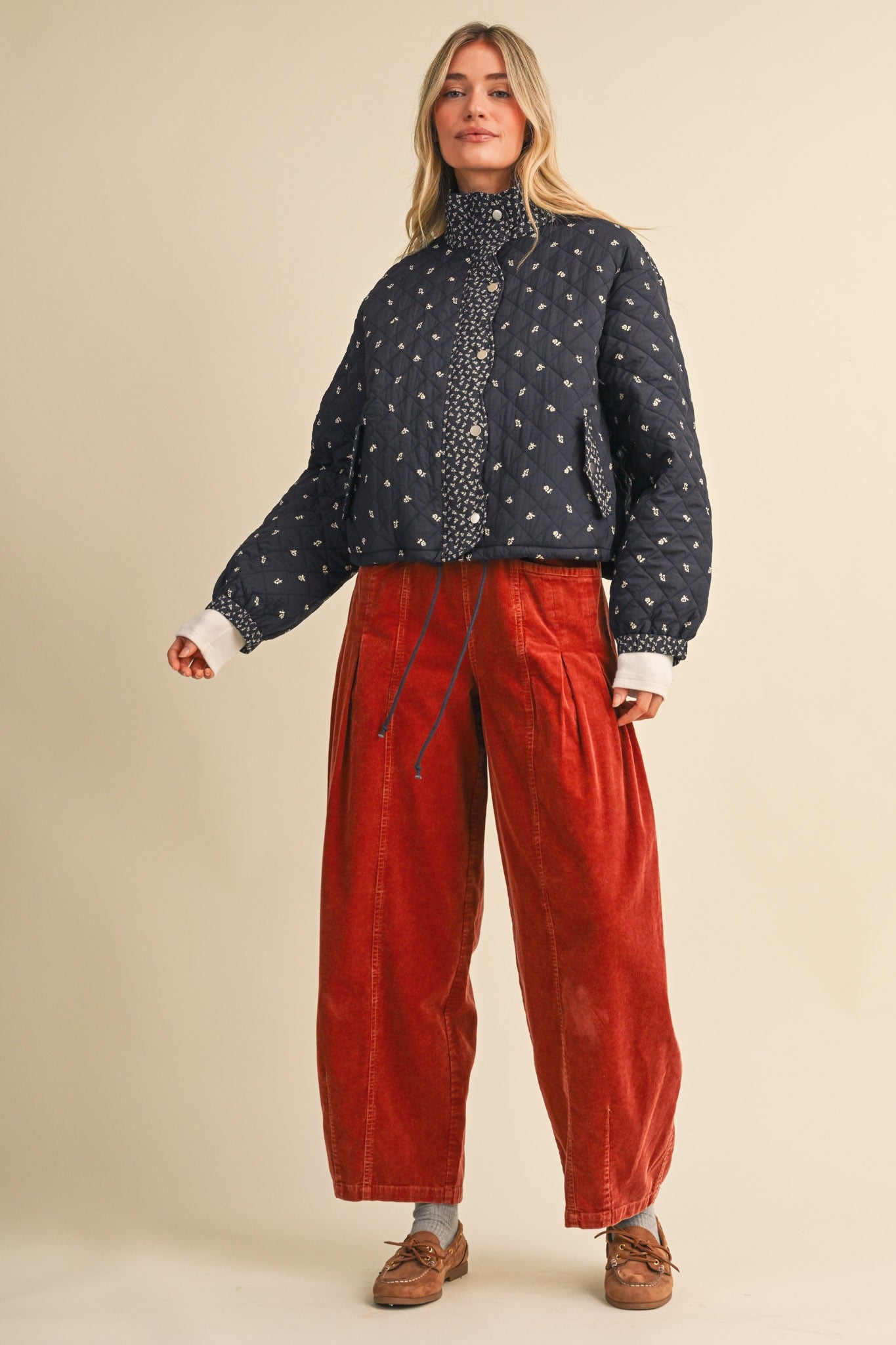 Small Blossom Quilted Jacket in Navy Floral - product photo 11