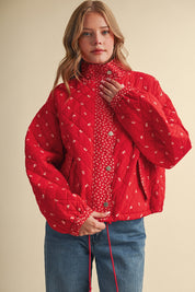 Small Blossom Quilted Jacket in Red Floral - product photo 2