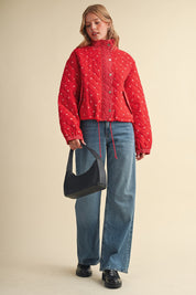 Small Blossom Quilted Jacket in Red Floral - product photo 12