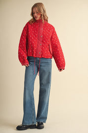 Small Blossom Quilted Jacket in Red Floral - product photo 14