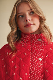 Small Blossom Quilted Jacket in Red Floral - product photo 15