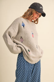 Small World Embroidered People Sweater - Westly