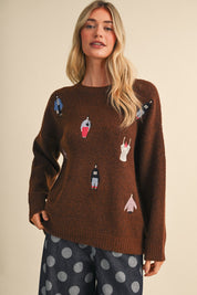 Small World Embroidered People Sweater - Westly