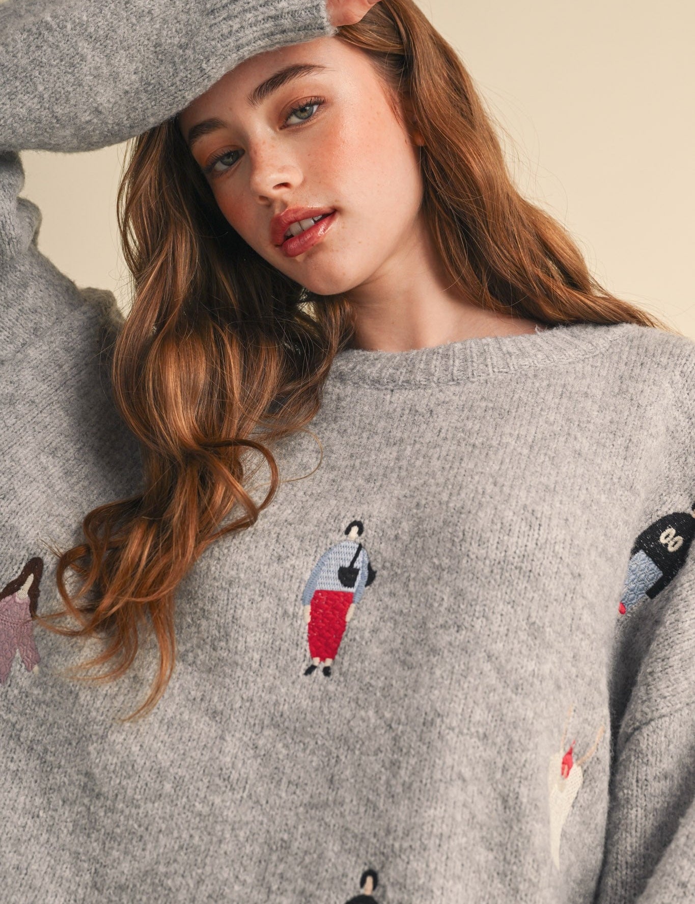 Small World Embroidered People Sweater - Westly