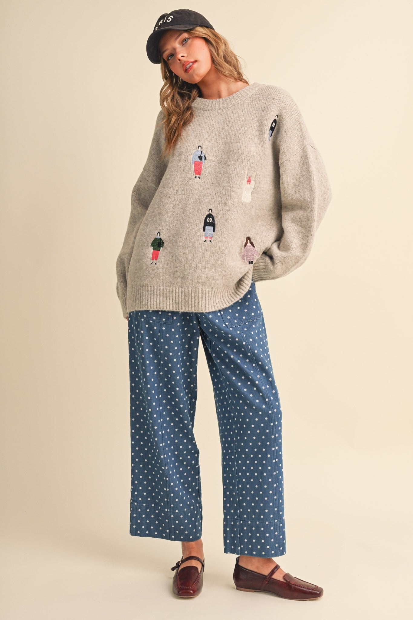 Small World Embroidered People Sweater - Westly