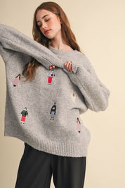 Small World Embroidered People Sweater - Westly
