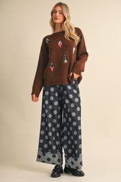 Small World Society Embroidered People Sweater in Ash Brown, photo 13
