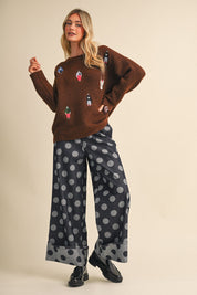 Small World Society Embroidered People Sweater in Ash Brown, photo 14