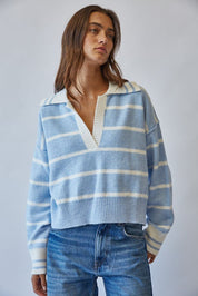 Smooth Sailing Striped Collared Sweater - Westly