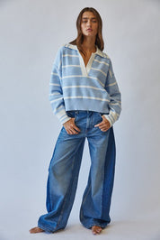Smooth Sailing Striped Collared Sweater - Westly
