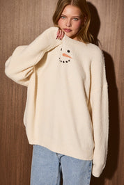 Snow Day Oversized Crew Neck Sweater in Cream - product photo 2