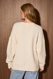 Snow Day Oversized Crew Neck Sweater in Cream - product photo 4