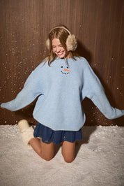 Snow Day Oversized Crew Neck Sweater in Icy Blue - product photo 2