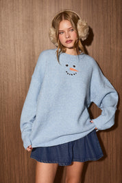 Snow Day Oversized Crew Neck Sweater in Icy Blue - product photo 4