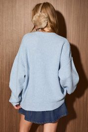 Snow Day Oversized Crew Neck Sweater in Icy Blue - product photo 6