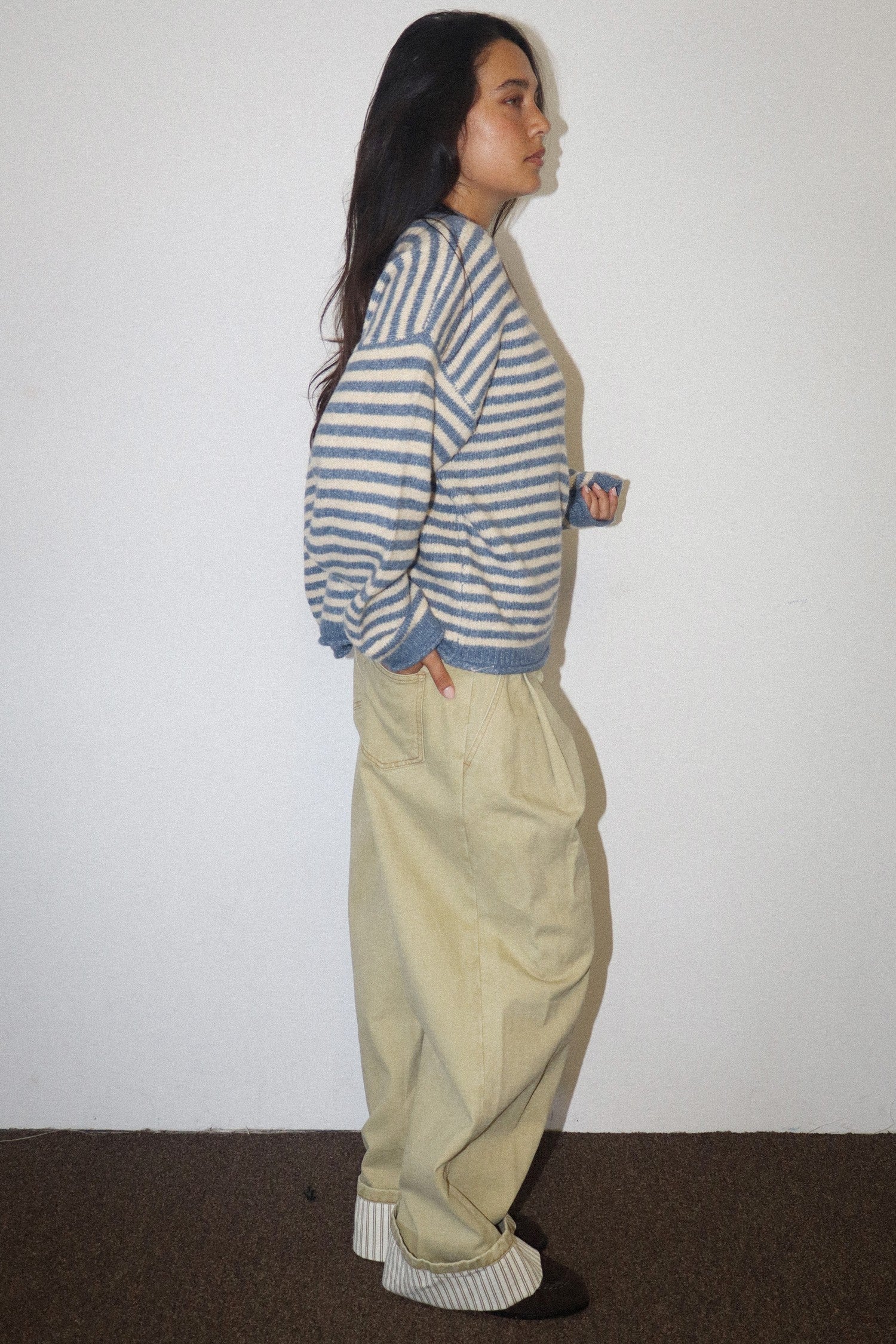 Snowbound Penguin Stripe Sweater - Butter Blue