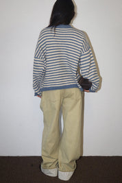 Snowbound Penguin Stripe Sweater - Butter Blue