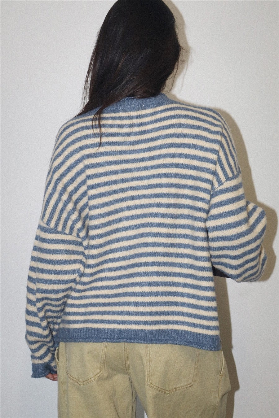 Snowbound Penguin Stripe Sweater - Butter Blue