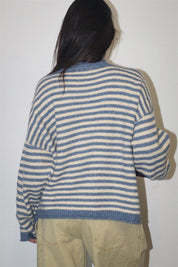 Snowbound Penguin Stripe Sweater - Butter Blue