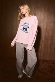 Snowbound Snowboarding Bear Knit Sweater - Westly
