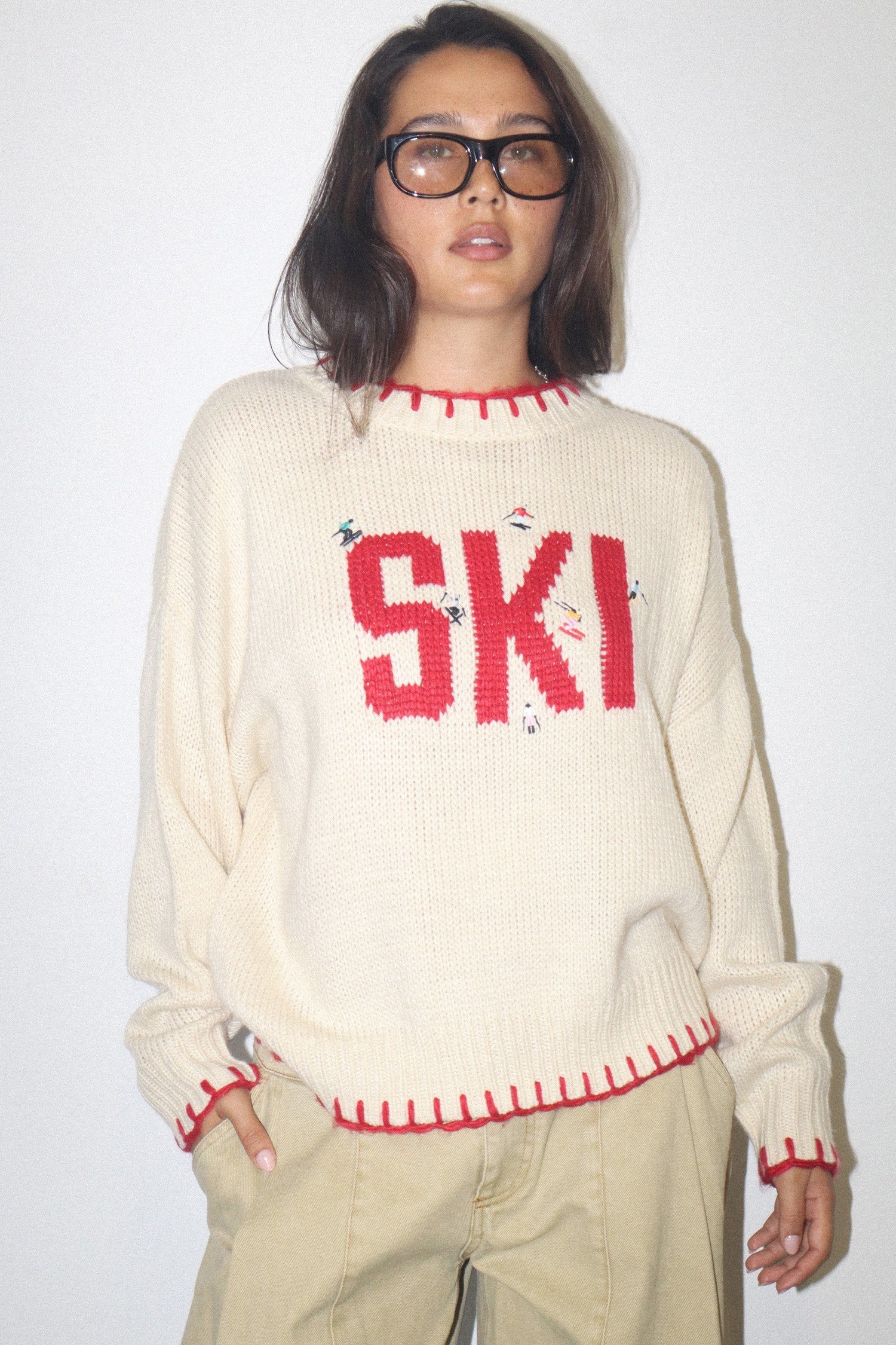 Snowline Ski Graphic Sweater - Cream