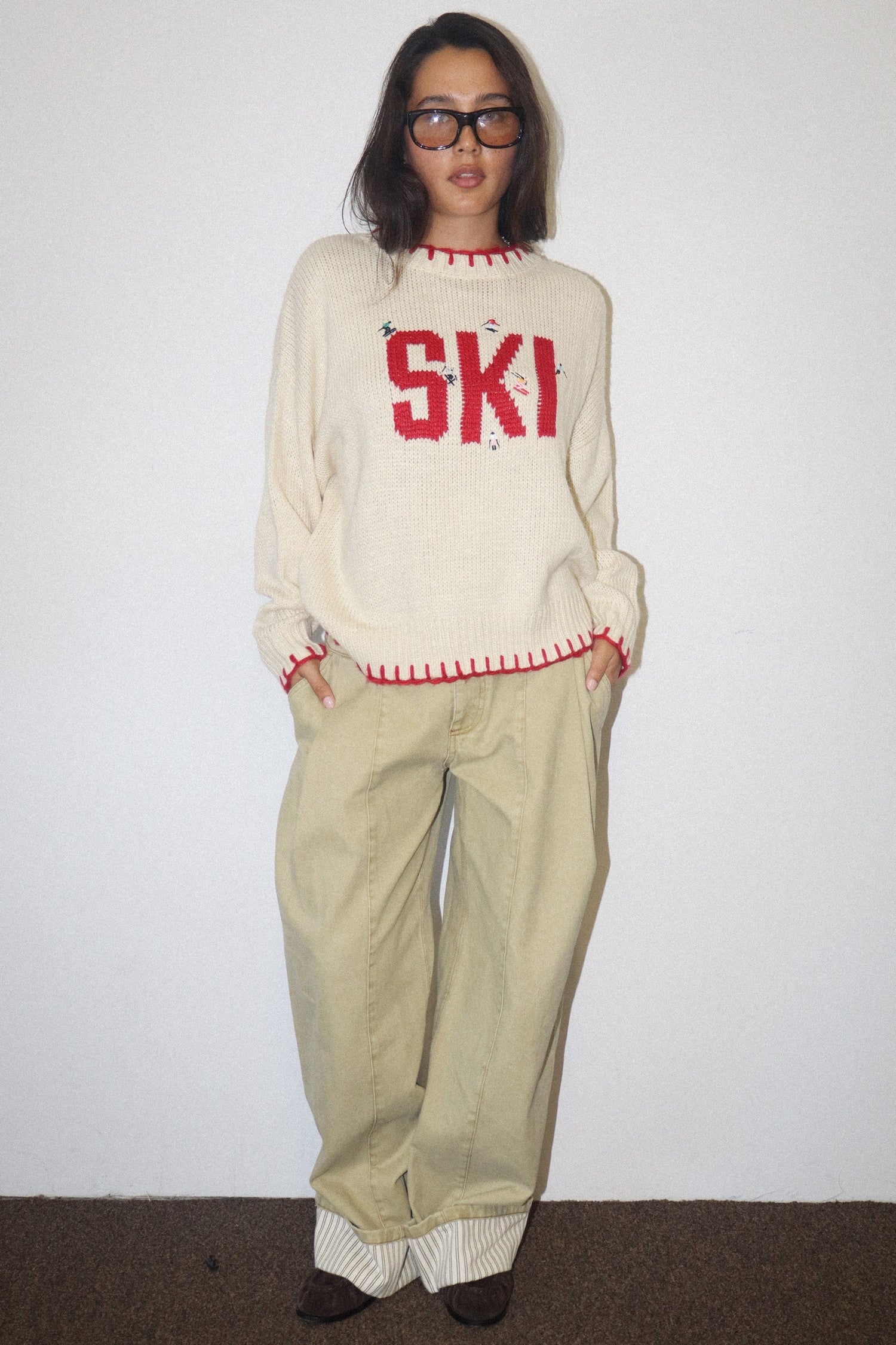 Snowline Ski Graphic Sweater - Cream