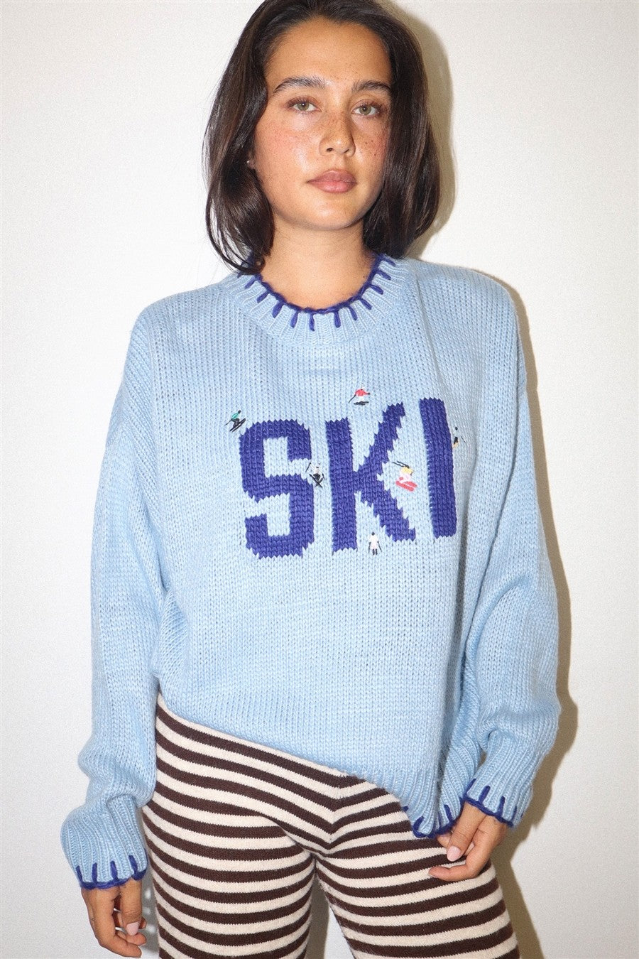 Snowline Ski Graphic Sweater - Dusty Blue