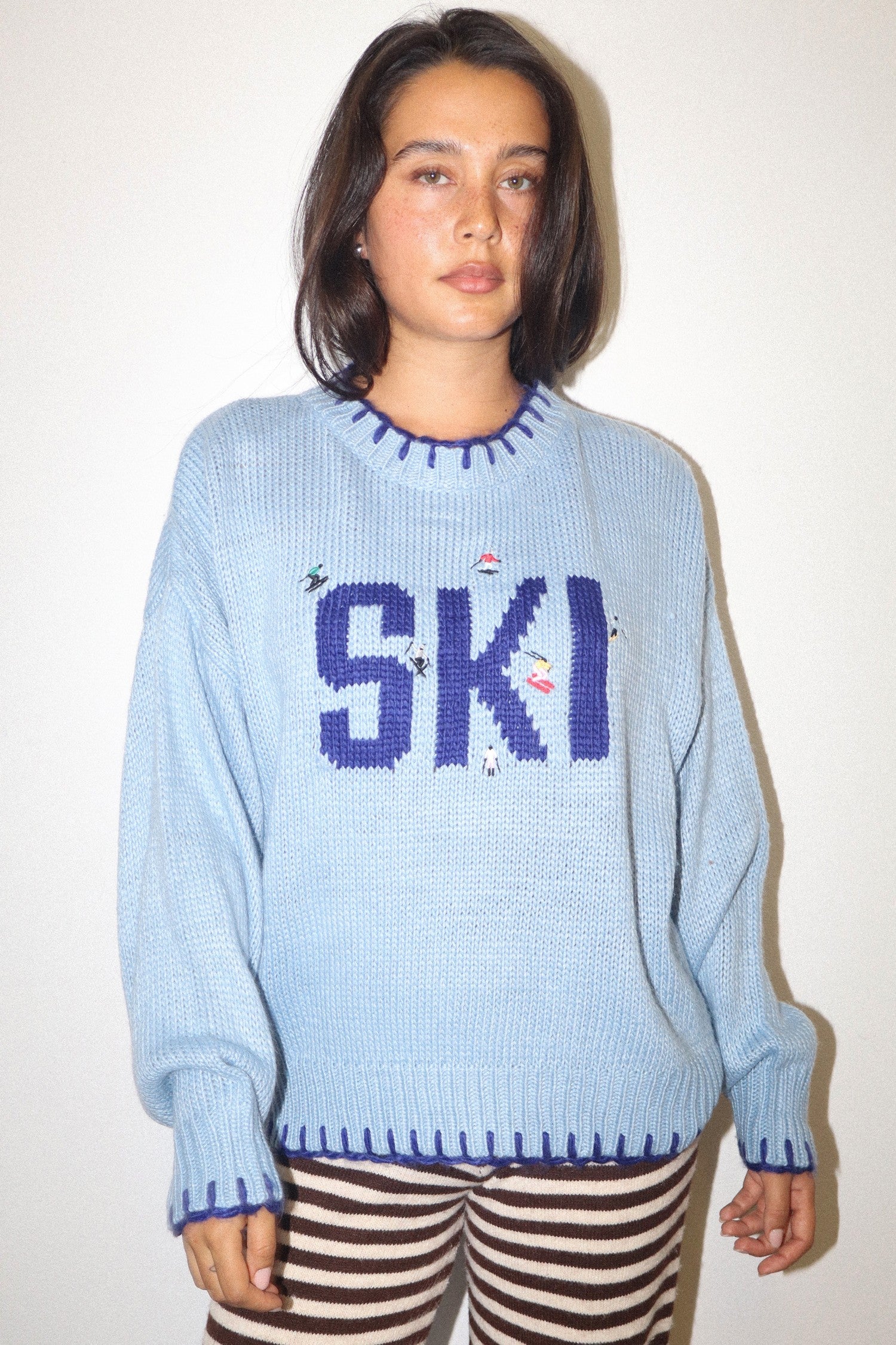 Snowline Ski Graphic Sweater - Dusty Blue