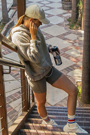 Snowpack Sherpa Quarter-Zip Hoodie in Stone Taupe, photo 5