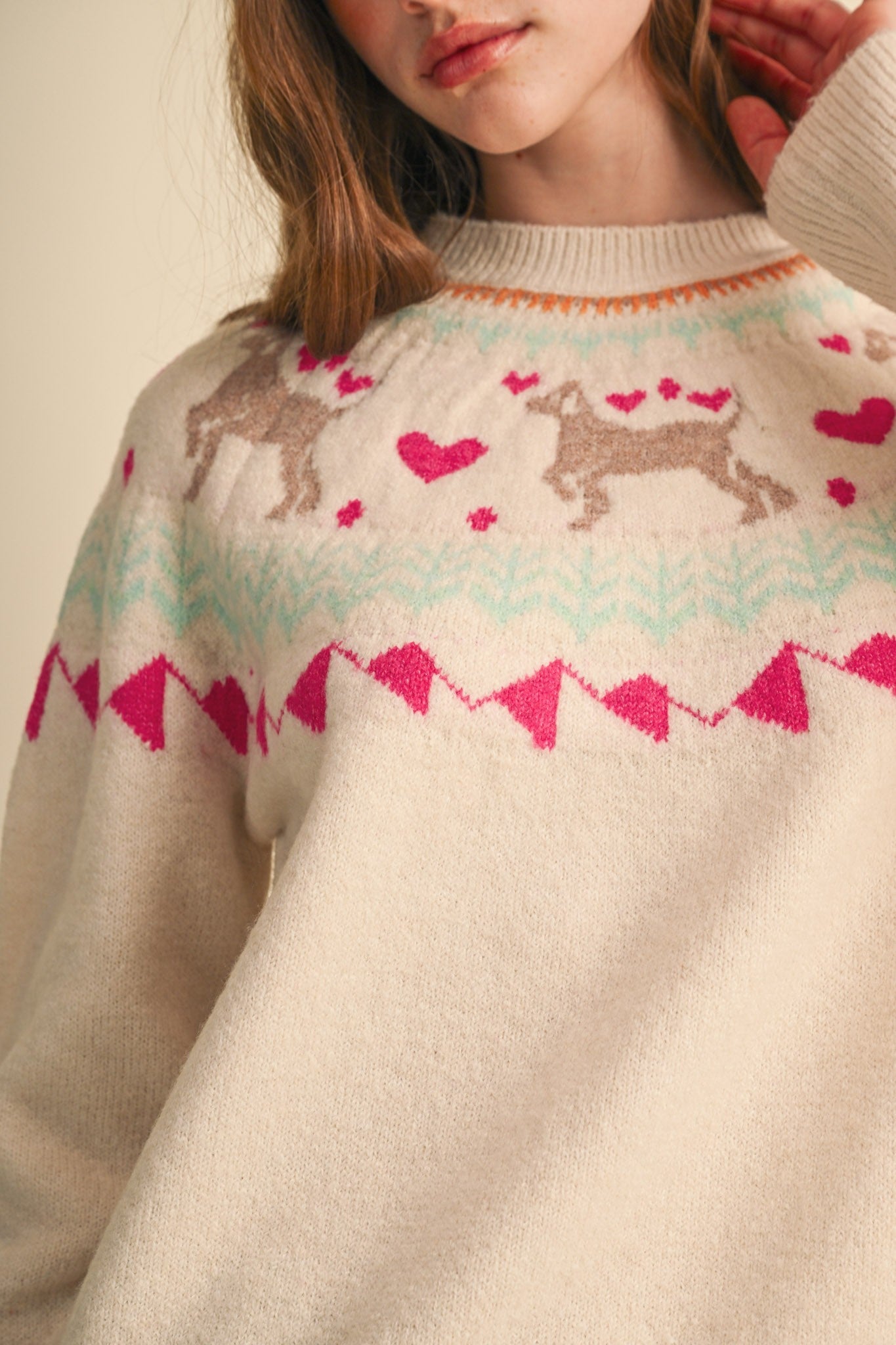 So Fetch Dog Motif Fair Isle Sweater - Westly