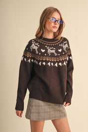 So Fetch Dog Motif Fair Isle Sweater - Westly